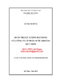 Luận văn Thạc sĩ Quản trị kinh doanh: Quản trị lực lượng bán hàng của Công ty cổ phần nước khoáng Quy Nhơn