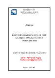 Luận văn Thạc sĩ Tài chính ngân hàng: Hoàn thiện hoạt động quản lý thuế giá trị gia tăng tại Cục Thuế tỉnh Quảng Bình