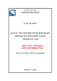 Luận văn Thạc sĩ Quản lý kinh tế: Quản lý thu thuế đối với hộ kinh doanh trên địa bàn thành phố Tam Kỳ tỉnh Quảng Nam