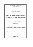 Luận văn Thạc sĩ Quản trị kinh doanh: Quản trị tiền lương tại Công ty cổ phần Đầu tư phát triển Duy Tân
