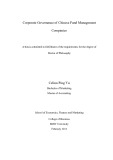 Doctoral thesis of Philosophy: Corporate governance of Chinese fund management companies