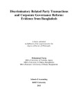 Doctoral thesis of Philosophy: Discriminatory related party transactions and corporate governance reform: evidence from Bangladesh