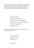 Master's thesis of Business: The academic acculturation experience of international students. Insights from an evaluation of the RMIT University's 'International Student Stories' website