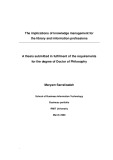 Doctoral thesis of Philosophy: The implications of knowledge management for the library and information professions