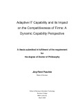 Doctoral thesis of Philosophy: Adaptive IT capability and its impact on the competitiveness of firms: a dynamic capability perspective