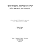 Doctoral thesis of Philosophy: Culture emergence in international cross-cultural management contexts: The different roles of values, expectations, and contingencies