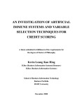 Doctoral thesis of Philosophy: Investigation of artificial immune systems and variable selection techniques for credit scoring