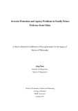 Doctoral thesis of Philosophy: Investor protection and agency problems in family firms: Evidence from China