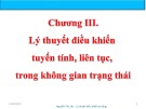 Bài giảng Lý thuyết điều khiển tự động: Chương 3.1 - TS. Nguyễn Thu Hà