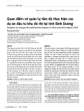 Quan điểm về quản lý tiến độ thực hiện các dự án đầu tư khu đô thị tại tỉnh Bình Dương