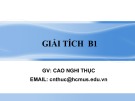 Bài giảng Giải tích B1: Chương 1.1 - Cao Nghi Thục