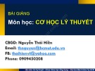 Bài giảng Cơ học lý thuyết (Phần 3): Chương 13