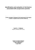 Master's thesis of Applied Science: Identification and evaluation of risk factors associated with acupuncture practice