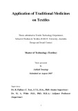 Master's thesis of Technology (Textiles): Application of traditional medicines on textiles