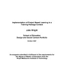 Master's thesis of Education: Implementation of project based learning in a training package context