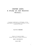 Master's thesis of Arts (Creative Writing): Crater Lake: a study of the monster within