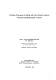 Master's thesis of Engineering: The role of language switching in Iranian bilingual students when solving mathematical problems