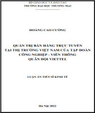 Luận án Tiến sĩ Kinh tế: Quản trị bán hàng trực tuyến tại thị trường Việt Nam của Tập đoàn Công nghiệp - Viễn thông Quân đội Viettel