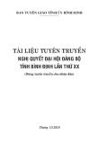 Tài liệu tuyên truyền Nghị quyết Đại hội Đảng bộ tỉnh Bình Định lần thứ XX (Dùng tuyên truyền cho nhân dân)