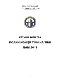 Kết quả điều tra doanh nghiệp tỉnh Hà Tĩnh năm 2013