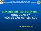 Bài giảng Biến đổi khí hậu ở Việt Nam: Tổng quan và vấn đề cần nghiên cứu - GS. Trương Quang Học