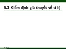 Bài giảng Xác suất thống kê và quy hoạch thực nghiệm: Chương 5.3 và 5.4 - Nguyễn Thị Thanh Hiền