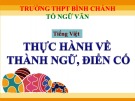 Bài giảng Ngữ văn lớp 11 - Tiếng Việt: Thực hành về thành ngữ, điển cổ - Trường THPT Bình Chánh