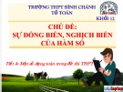 Bài giảng Giải tích lớp 12: Sự đồng biến, nghịch biến của hàm số - Trường THPT Bình Chánh