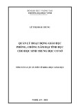 Tóm tắt Luận án Tiến sĩ Khoa học giáo dục: Quản lý hoạt động giáo dục phòng, chống xâm hại tình dục cho học sinh trung học cơ sở