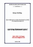 Luận văn Thạc sĩ Kinh doanh và quản lý: Hoàn thiện quản lý kho thành phẩm tại Công ty cổ phần Sữa Quốc tế