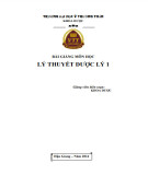 Bài giảng Lý thuyết dược lý 1: Phần 1 - Trường ĐH Võ Trường Toản