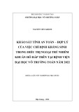 Khóa luận tốt nghiệp ngành Dược: Khảo sát tính an toàn - hợp lý của việc chỉ định kháng sinh trong điều trị ngoại trú nhiễm khuẩn hô hấp trên tại Bệnh viện Đại học Võ Trường Toản năm 2022