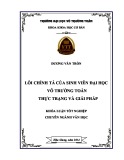 Khóa luận tốt nghiệp Văn học: Lỗi chính tả của sinh viên Đại học Võ Trường Toản, thực trạng và giải pháp