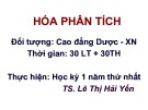 Bài giảng Hóa phân tích - TS. Lê Thị Hải Yến