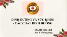 Bài giảng Dinh dưỡng và sức khỏe, các chất dinh dưỡng - Th.S Hà Diệu Linh