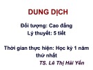 Bài giảng Dung dịch - TS. Lê Thị Hải Yến