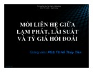 Bài giảng chương 6: Mối liên hệ giữa lạm phát, lãi suất và tỷ giá hối đoái - PGS.TS Hồ Thủy Tiên