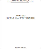 Bài giảng Quản lý nhà nước về kinh tế: Phẩn 2