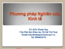 Bài giảng Phương pháp nghiên cứu kinh tế: Chương 5 - TS. Kiều Thanh Nga