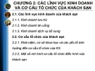 Bài giảng Tổng quan khách sạn - Chương 2: Các lĩnh vực kinh doanh và cơ cấu tổ chức của khách sạn