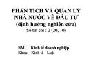 Bài giảng Phân tích và quản lý nhà nước về đầu tư (Chương trình Định hướng nghiên cứu)