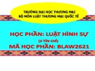 Bài giảng Luật Hình sự - Chương 1: Những vấn đề lý luận chung về Luật Hình sự Việt Nam