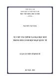 Luận án Tiến sĩ Kinh tế: Tự chủ tài chính tại Đại học Huế trong bối cảnh hội nhập quốc tế