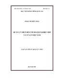 Luận án Tiến sĩ Quản lý công: Quản lý thuế đối với doanh nghiệp nhỏ và vừa ở Việt Nam