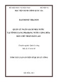 Tóm tắt Luận án Tiến sĩ Quản lý công: Quản lý ngân sách nhà nước tại tỉnh Luang Prabang nước Cộng hòa Dân chủ Nhân dân Lào