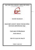 Tóm tắt Luận văn Thạc sĩ Kỹ thuật: Nhận diện cảm xúc trong văn bản tiếng Việt bằng mô hình máy học