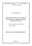 Tóm tắt Luận án Tiến sĩ Kinh tế: Chính sách cổ tức của các công ty Xây dựng Công trình Giao thông niêm yết ở Việt Nam