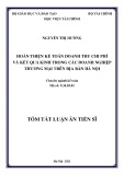 Tóm tắt Luận án Tiến sĩ Kinh tế: Hoàn thiện kế toán doanh thu, chi phí và kết quả kinh doanh trong các doanh nghiệp Thương mại trên địa bàn Hà Nội