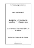 Luận văn Thạc sĩ Quản trị nhân lực: Tạo động lực lao động tại Công ty Cổ phần Misa