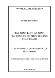 Luận văn Thạc sĩ Quản trị nhân lực: Tạo động lực lao động tại Công ty Cổ phần Xi măng Xuân Thành